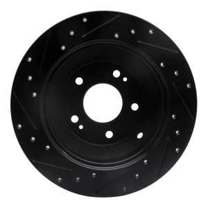 Hyundai Santa Fe XL Brake Rotor (1) - Rear Right - R1 Concepts - Drilled & Slotted - Black - `10-`21